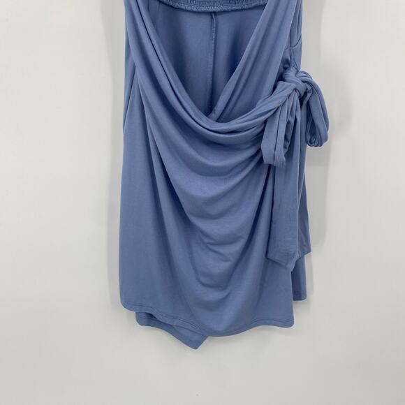 Privacy Please Romper Dress Sleeveless Tie Wrap Front Cutout Bodice Light Blue L - Picture 4 of 11